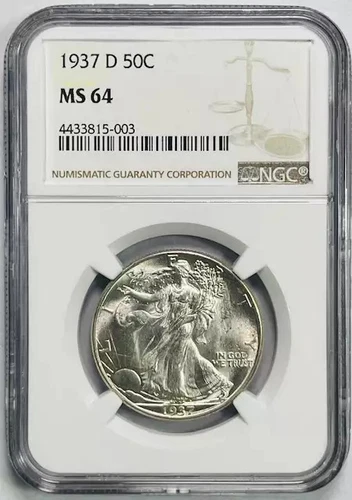 1937 D Walking Liberty Half Dollar NGC MS-64 White!