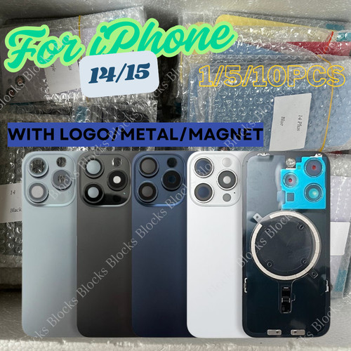For iPhone 14/15/15 Pro Max Back Glass Replacement Big Cam Hole Rear Cover Lot - $40.16