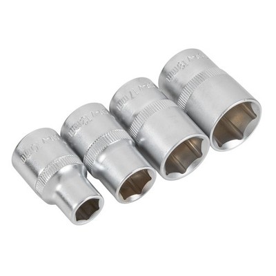 4-teiliger Steckschlüsselsatz 1/2 Zoll Dr. 10 mm 13 mm 17 mm 19 mm metrisch Chrom-Vanadium-Sechskant-Stecknüsse