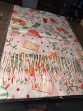 Christmas Print Fringe Fleece Scarf Multicolo...