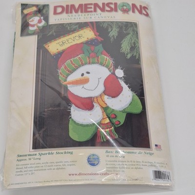 Dimensions Needlepoint Snowman Sparkle Stocking Craft Kit #9134 Approx 16'' long