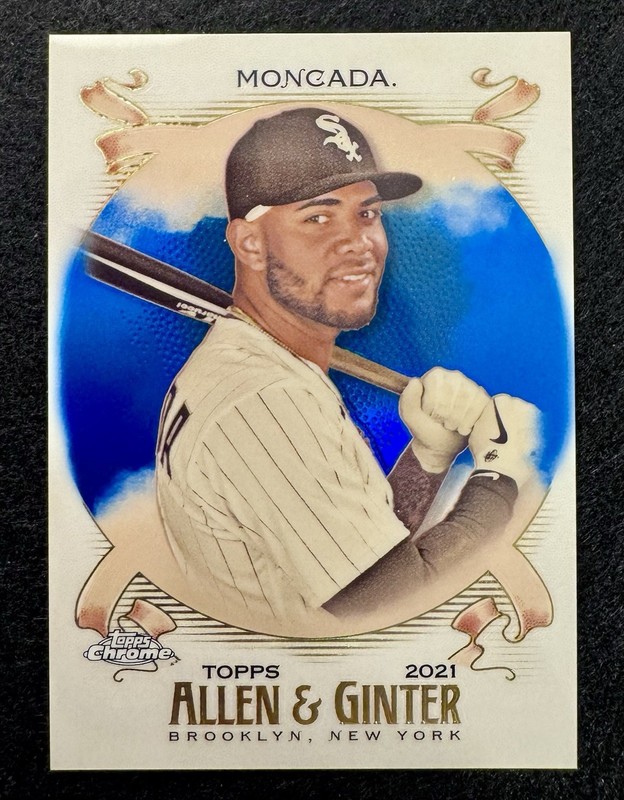 2021 Topps Allen & Ginter Chrome Yoan Moncada #152 Blue Refractor /150 White Sox