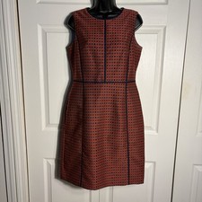 J Crew Paneled Sheath Dress Foulard Print Women 8 Red Blue Geo Sleeveless Career