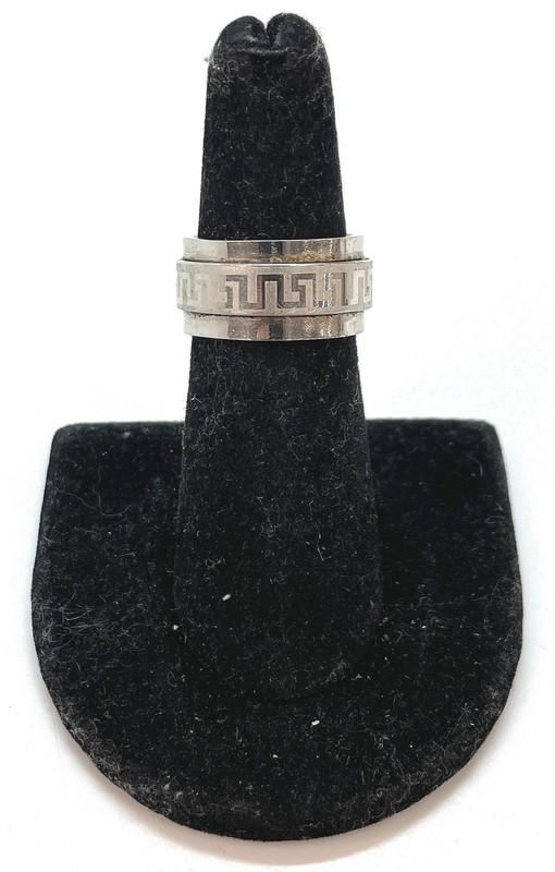 Silver Tone Layered Spinner Band Ring 6.3g