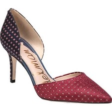 Sam Edelman Telsa D’Orsay Pumps Size Us 9.5 Red Blue Woven Fabric Tie Geometric