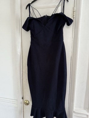 ax paris navy bodycon dress AX Paris Women's Navy O-Ring Detail Ruched Hip Bodycon Midi Dress 14