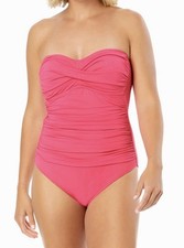 Anne Cole Twist-Front Ruched One-Piece Swimsuit, Pink Glow, 8, 88
