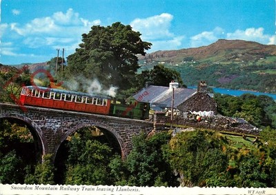 Ansichtskarte>>SNOWDON MOUNTAIN RAILWAY, ZUG VERLÄSST LLANBERIS