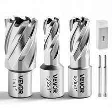 VEVOR Annular Cutter Set Mag Drill Bits Kit 5 pcs Weldon Shank 1/2" 5/8" 1"