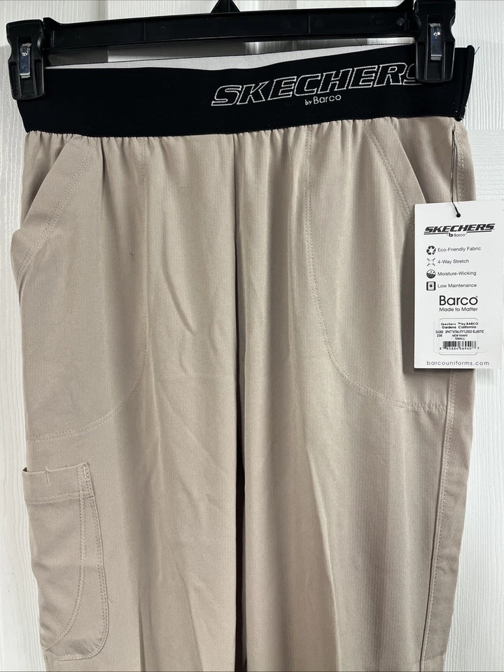 Pantalones Médicos Para Mujer Skechers by Barco Nuevos con Etiquetas Talla Pequeña, Caqui, 3 Bolsillos Vita Foto 2 de 4