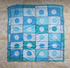 Vintage Vera Ladybug Geometric Blues Scarf 1960s 1970s 22 x 22 Rayon  Silk