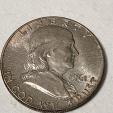 1961-D Franklin Half Dollar 50C US Coin 90% Silver Business Strike. KM#199.