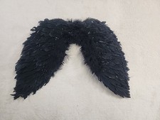 Halloween Dark Gothic Costume Feather Angel Wings Black