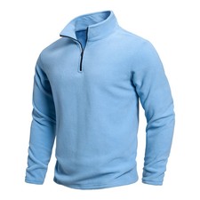 Men's Outdoor Warm Fashion Pullover Winter Warm and Comfortable Half Zip Solid C