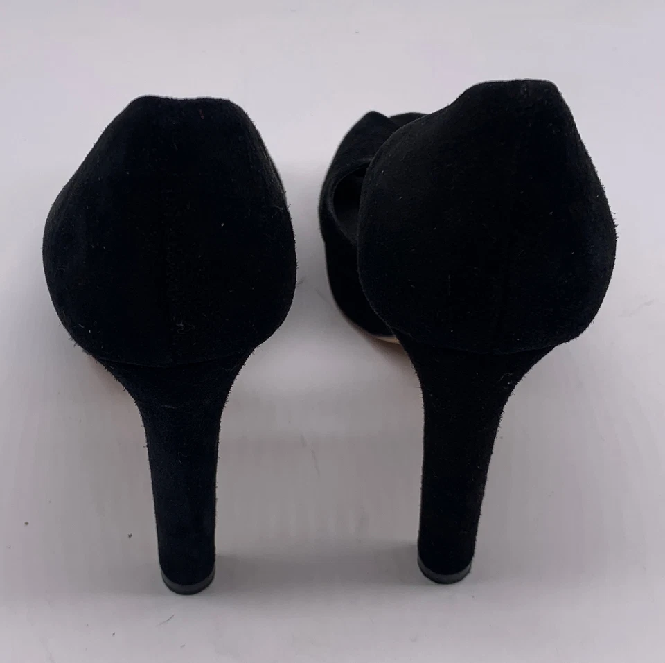 Hugo Hugo Boss Mujer Negro Gamuza Punta abierta Mini Plataforma D'Orsay Bombas talla 37 EE. UU. 7 Foto 4 de 4