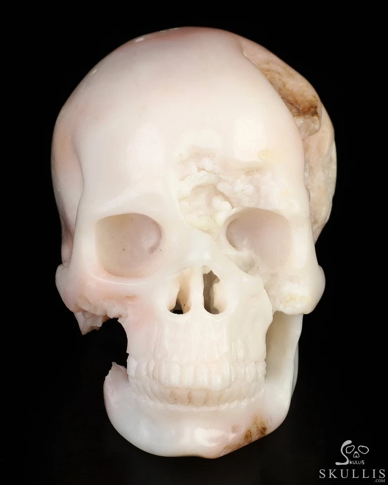 Calavera de cristal tallada a mano de ópalo rosa de 2,5", súper realista, cristal curativo Foto 2 de 4