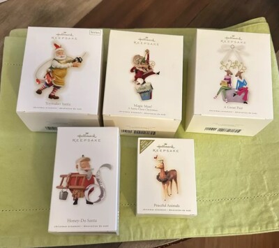 Lot of 5 HALLMARK KEEPSAKE-Toymaker-Honey-Do Santa s ,A Great Pair-READ DESCRIPT