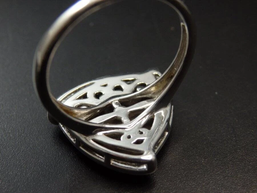 Anillo Triángulo Ammolita Canadiense Gemas Ammolita y Topacio Talla Esterlina 9 Nuevo Sin Etiquetas Foto 4 de 4