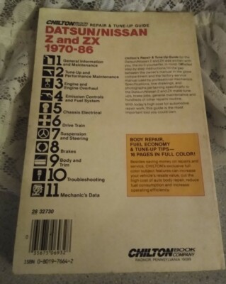 Chilton 1970-86 NISSAN DATSUN Z & ZX Service Manual Repair Shop