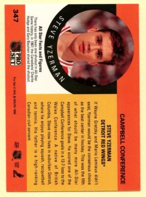 【19枚】ヴィンテージ　カード 1990-91 NHL Pro Set Steve Yzerman All-Star Hockey card #347