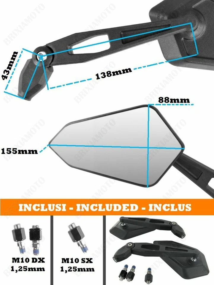 COPPIA SPECCHIETTI STREET CON LOGO BIANCO APRILIA 750 SHIVER 2007-2014 - Immagine 3 di 3