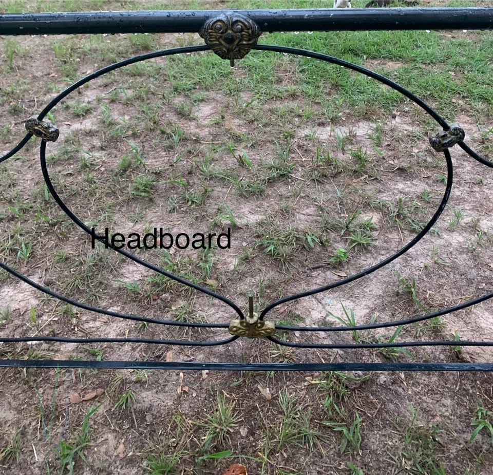 Антикварный тяжелый чугун с латунным полным каркасом кровати (знак неизвестного производителя) - Изображение 3 из 4
