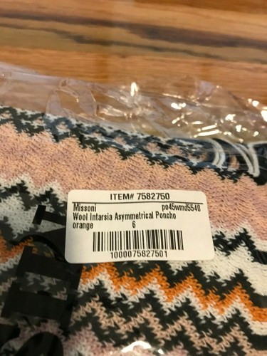 Neu mit Etikett Missoni Intarsia asymmetrischer Poncho orange Einheitsgröße - Bild 2 von 3