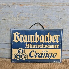 B7133 Altes Blechschild Brambacher Mineralwasser mit Orange Werbeschild ANTIK