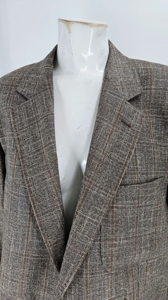 Blazer para hombre Nat Nast grande marrón lana bambú cuadros sin forro Foto 3 de 4