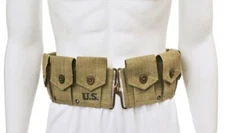 US M1 Garand M1923 Cartridge Belt Light OD Marked JT&L 1943 will fit up to 49"