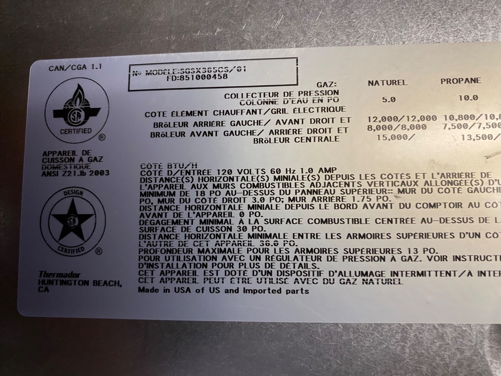 Thermador Masterpiece Series SGSXP365TS 36 Inch Gas Cooktop for sale