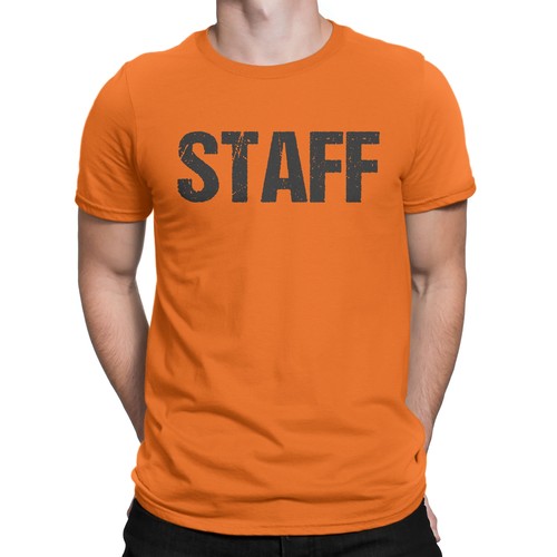 Neon Orange Staff T-Shirt Front \u0026 Back 