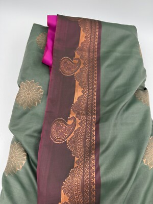 Saree Craft Material Gold Fuchsia Green Indian Print Fabric 44'' W X 6.6 L YDs