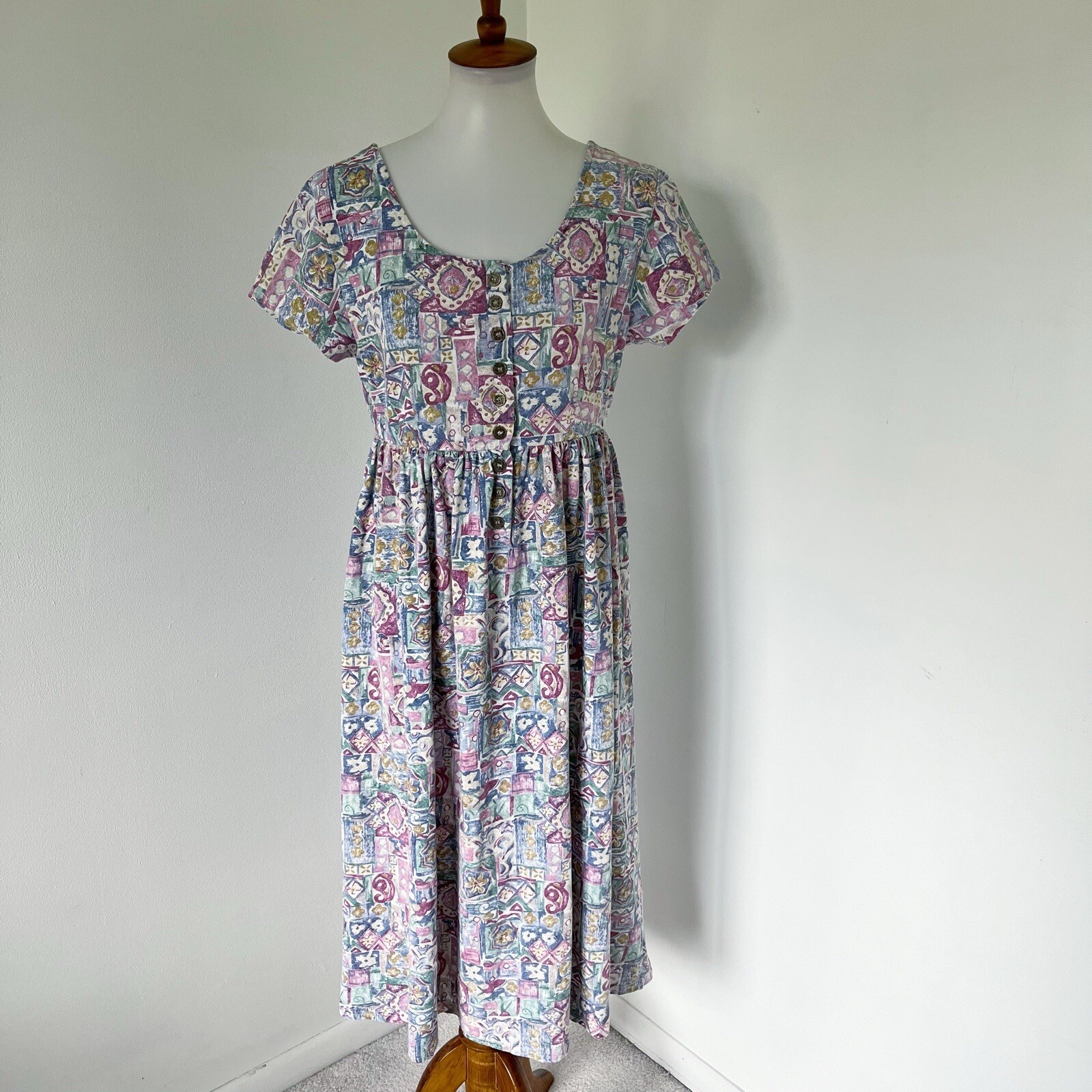 Vintage 80s 90s Printed Pattern Patchwork Style F… - image 2