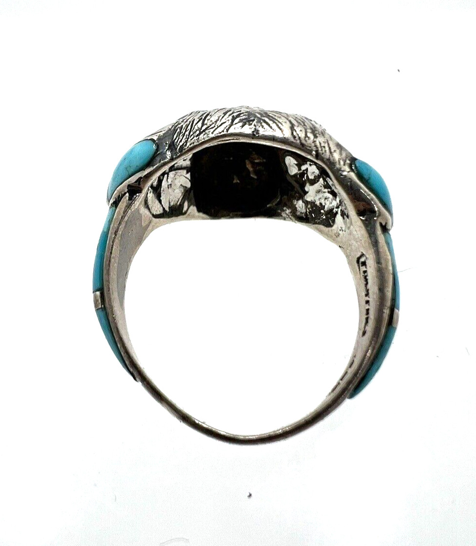Solid Sterling Silver 925 Turquoise Dog Face Ring… - image 4