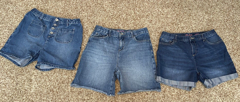 The Children's Place Girl's Lot of 3 Denim Shortie and Midi Long Shorts 16