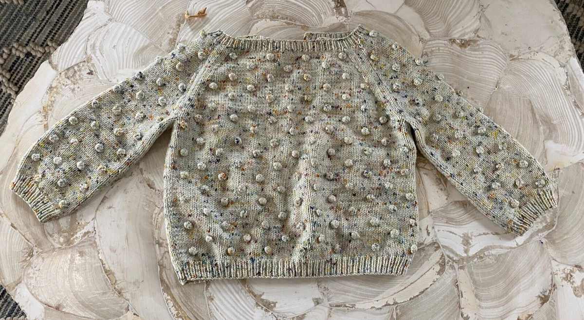 Misha and Puff Girls Kids Confetti Knit Popcorn Sweater 5-6 Wool  