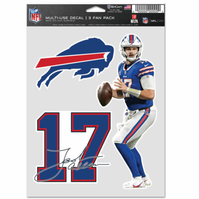 JOSH ALLEN BUFFALO BILLS 3 PIECE MULTI-USE DECAL FAN PACK NFL LICENSED 
