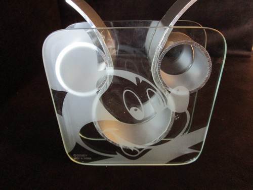 Vintage ETCHED MICKEY MOUSE GLASS & ALUMINUM VASE DISNEY Taiwan 7" t 1980's - Picture 11 of 12
