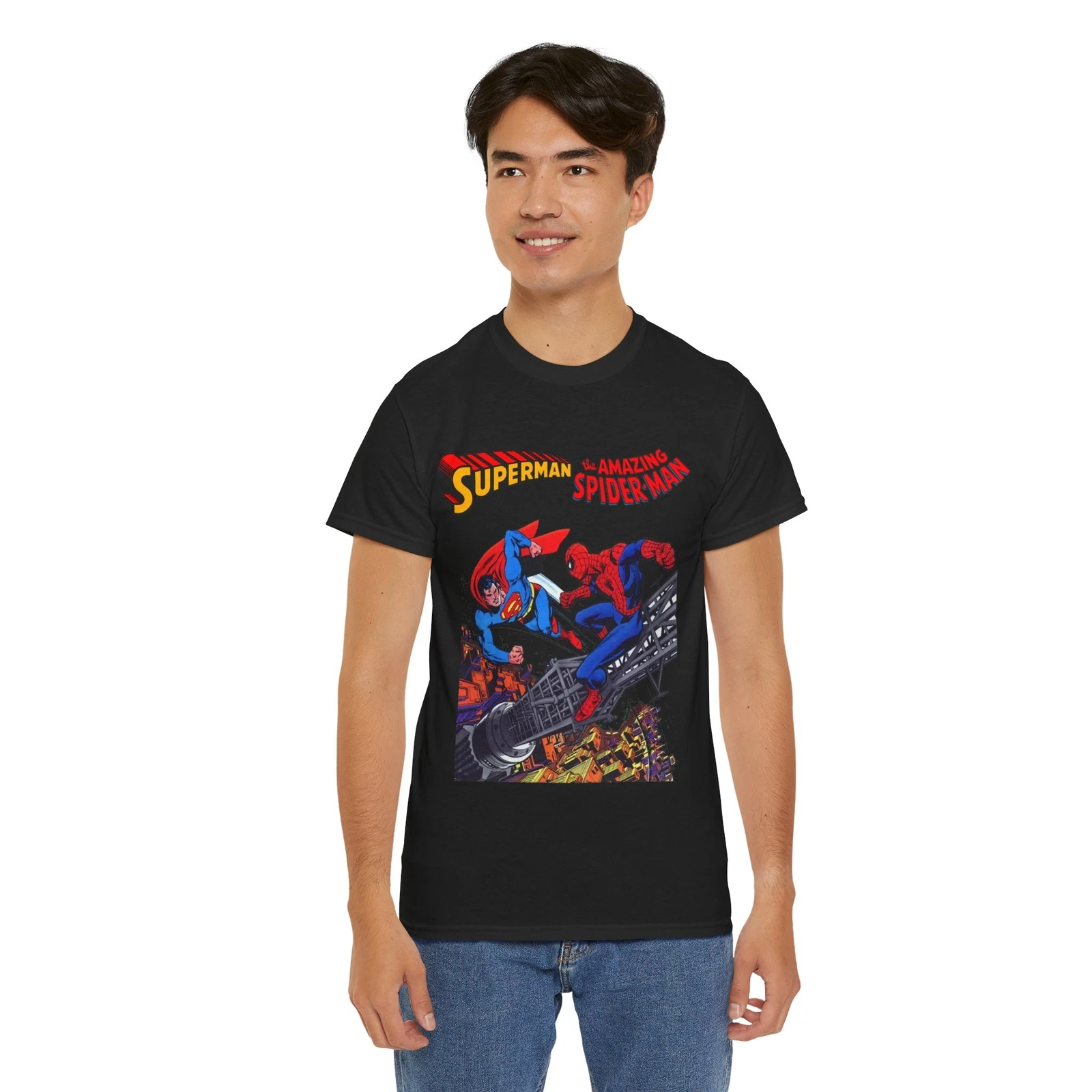 Superman & Amazing Spider-Man T-Shirt - DC/Marvel Comics Crossover - 1970s