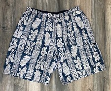 Vintage Mens Speedo Swim Trunks Shorts XL Lined 90s Blue / White Hawaiian Print