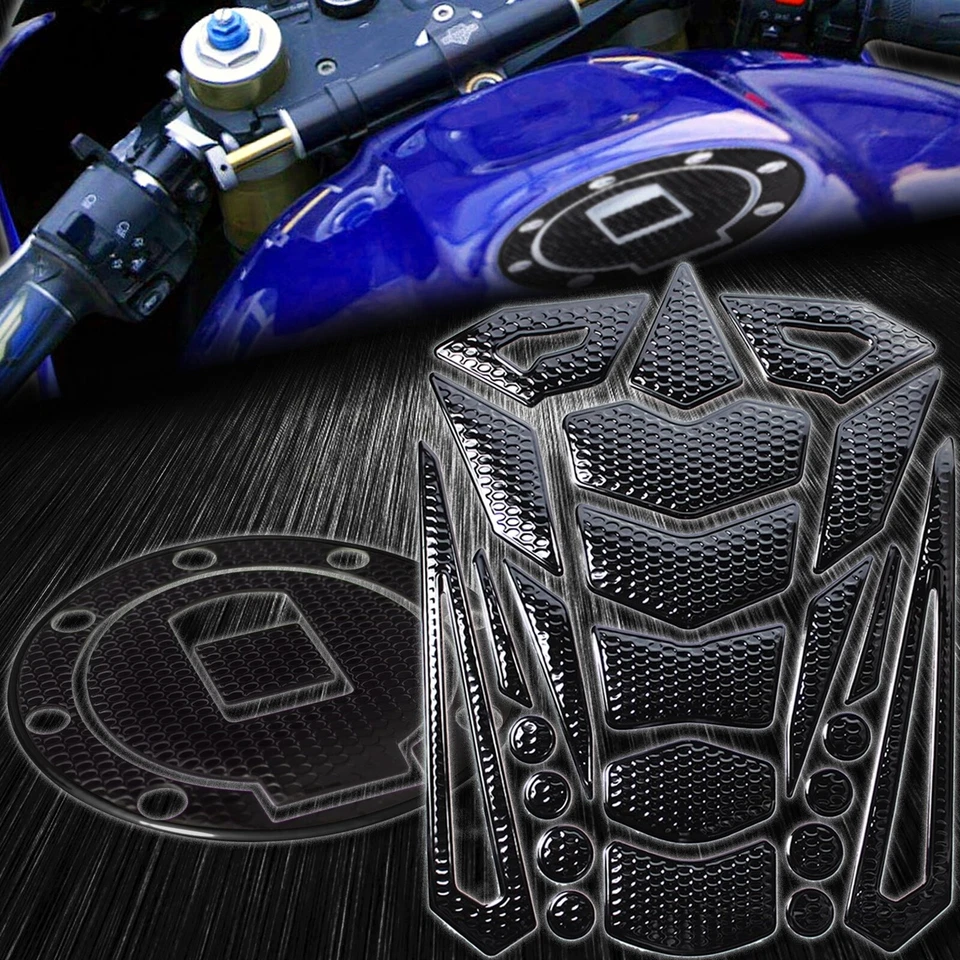 Kit de almohadilla de tanque negra perforada de 24 piezas + tapa de combustible para 98-99 R1/R6 YZF/FJ/FZR/FJR Foto 3 de 4