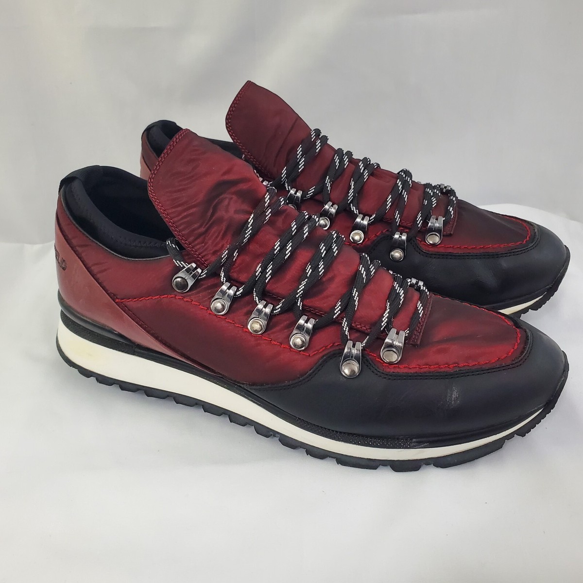 KARL LAGERFELD Low Top Hiking Shoe Nylon Leather MENS Maroon