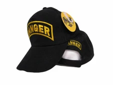 Army Ranger Gold Letters Embroidered Black Baseball Hat Cap Cover