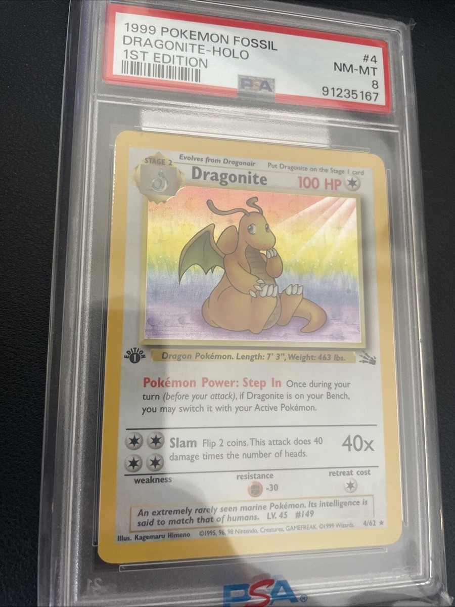🔥Dragonite 4/62 Fossil 1st Edition Holo Rare 1999 Pokemon Wizard