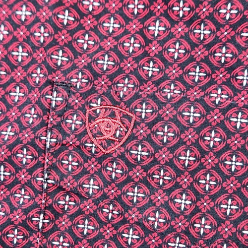 Ariat Fitted Shirt Long Sleeve Button Down Geometric Western Mens Small - Picture 2 of 7