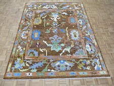 8 x 10 Hand Knotted Chocolate Brown Colorful Turkish Oushak Oriental Rug G10970