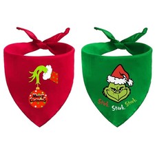 2 Pack Christmas Dog Bandanas Reversible Holiday Scarf for Small Medium Pet