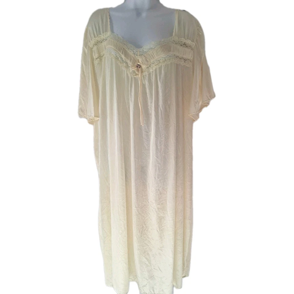 Camisón Anthony Richards Amarillo Nylon Becerro Manga Corta Plus 3X 68" BUSTO Foto 2 de 4