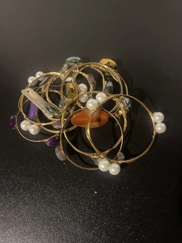 Lot Of 10 Mixed Costume Fashion Bracelets Vintage Colorful Stones Fun Jewelry